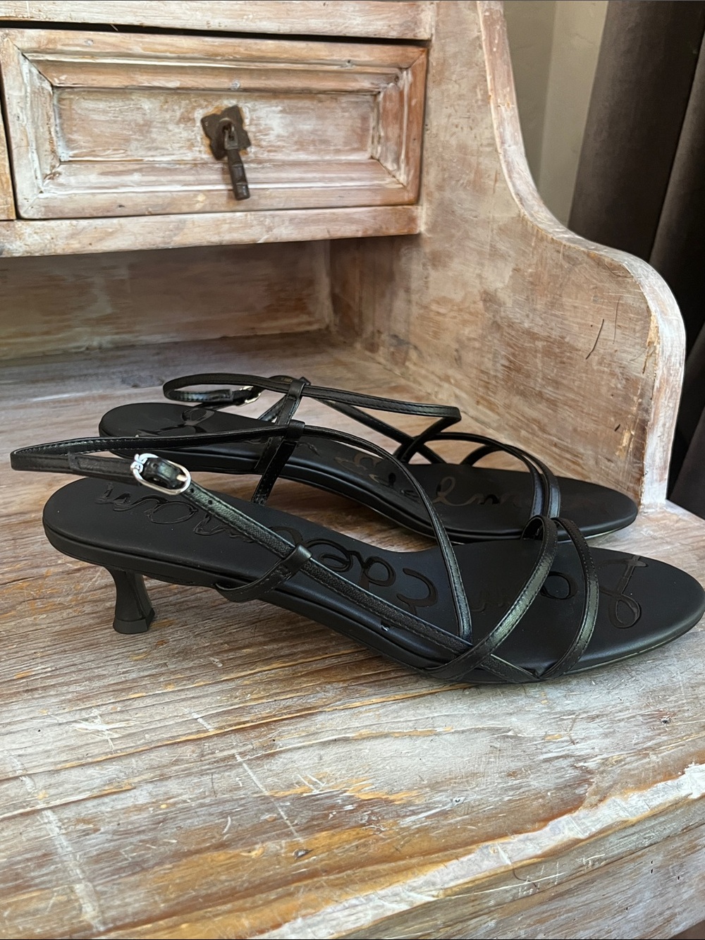 🖤 NWOT Sam Edelman Cora Black Kitten Heels Black Leather Size 9.5